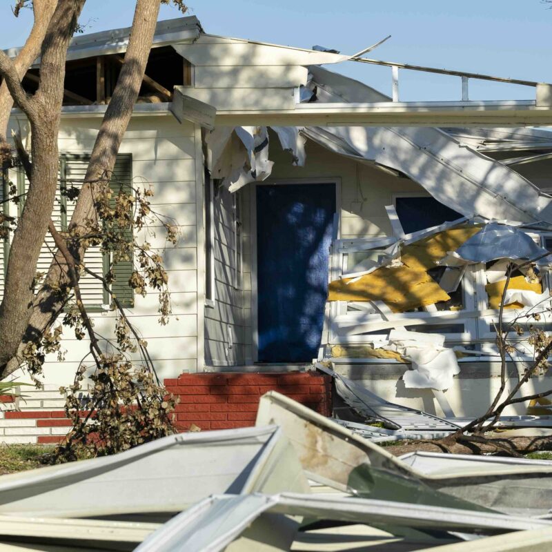 Photo of storm damage prior to a clean up project.