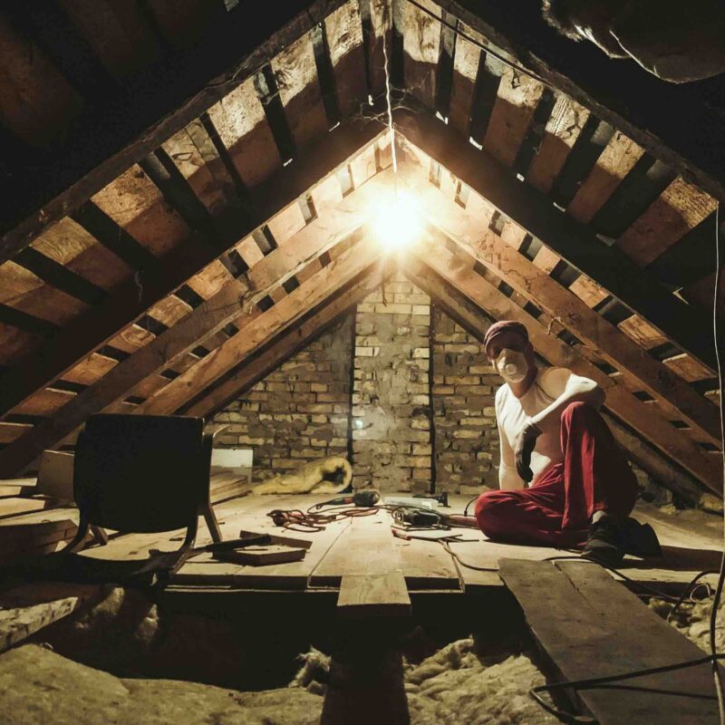 Photo of an attic clean out in progress.