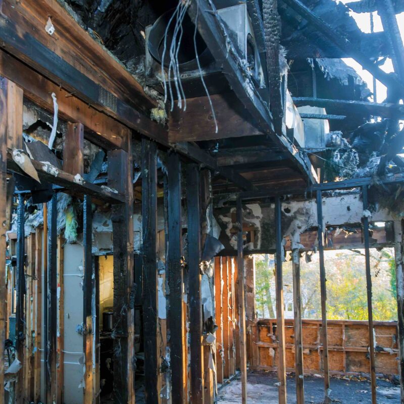 A photo of a building prior to a fire damage restoration project.