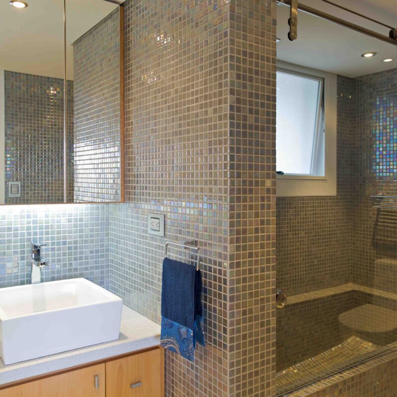 A photo of a bathroom following a remodel project.